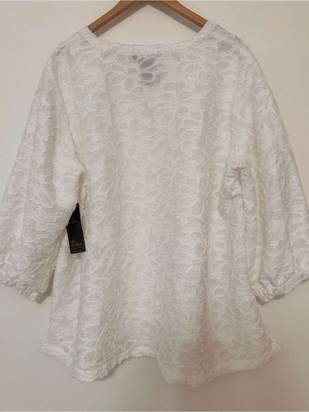 Ali Miles White Floral Lace Bell-Sleeve Top 2XL NWT